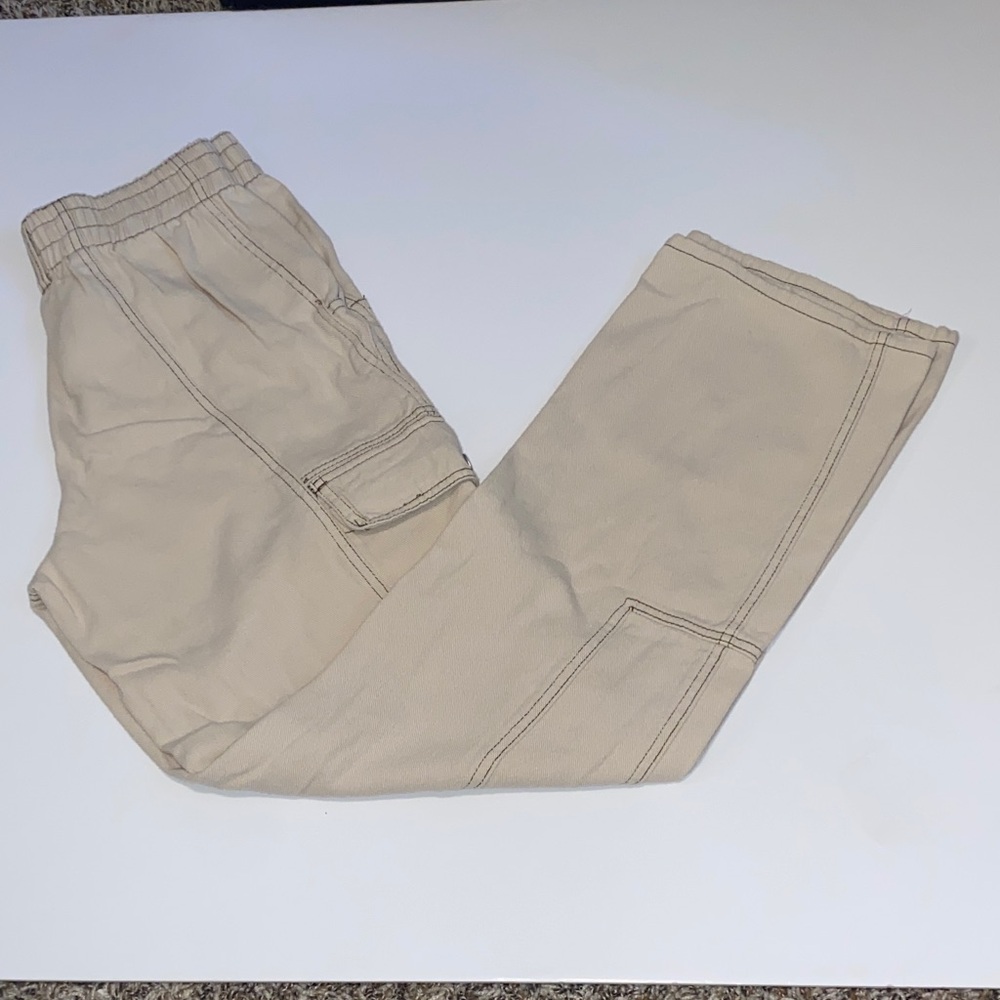 Full Tilt Light Beige Cargo Straight-Leg Pants